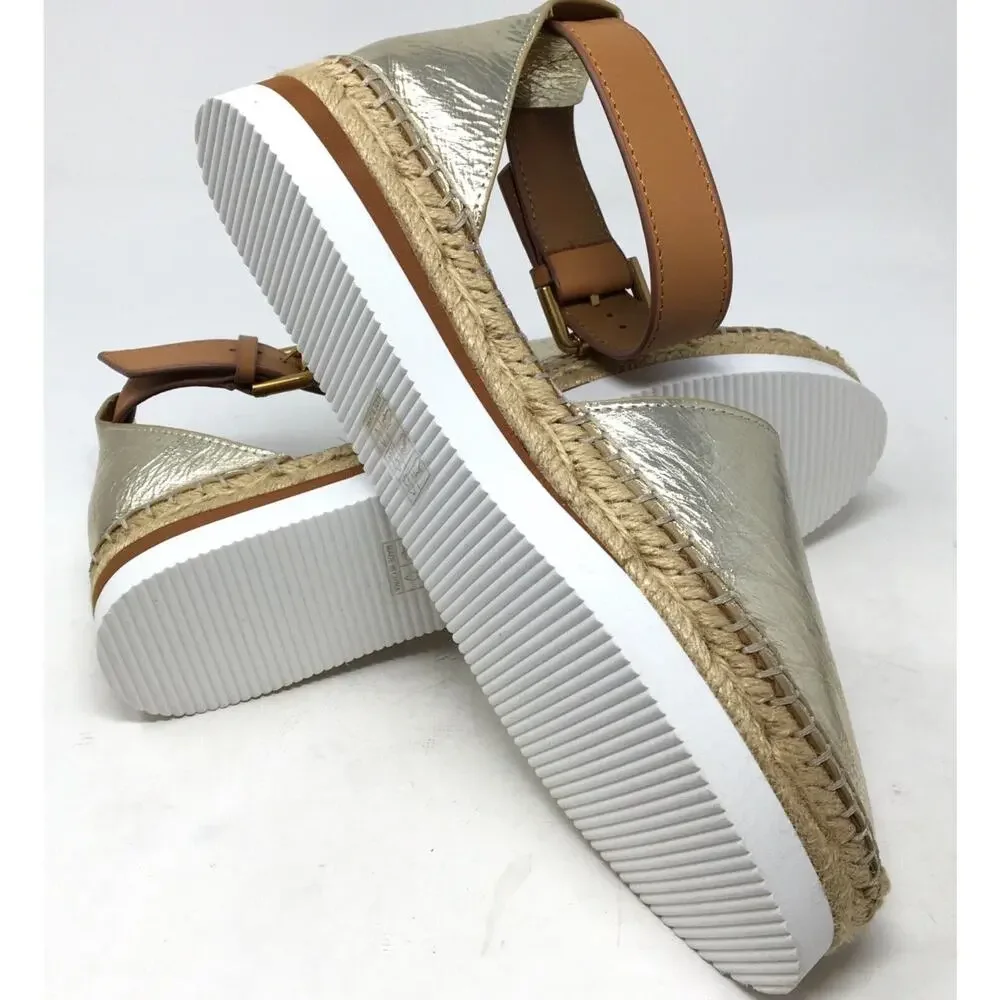 See by Chloe Glyn Women's Size 39 Metallic Gold Closed-Toe Platform Sandals - Picture 8 of 8